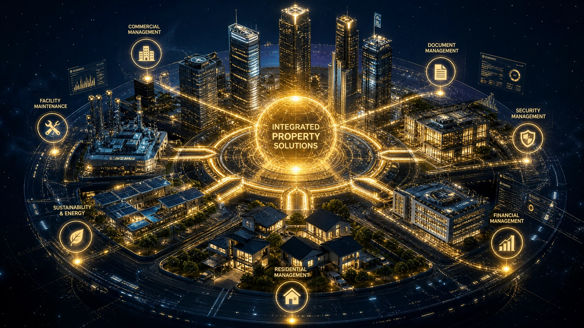 Ecosistema Primea - Rappresentazione 3D dei servizi di facility e property management